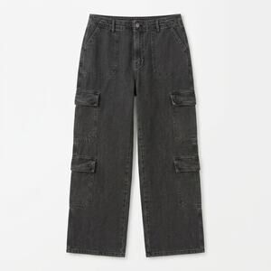 WideLeg Black Cargo Jeans Women 6 Baggy Grunge Goth Retro Denim Co Primark